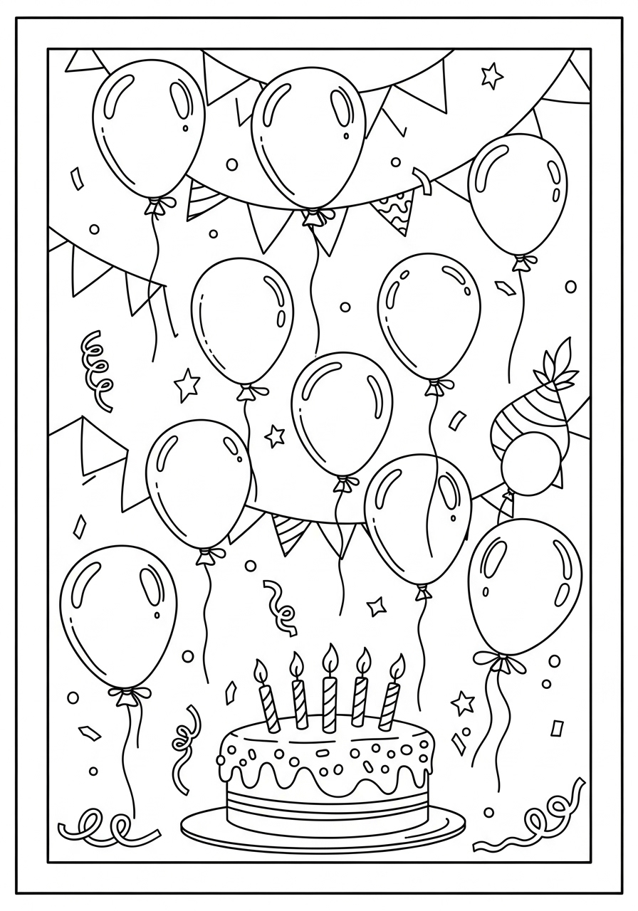 Desenho de Balāo de aniversário para colorir