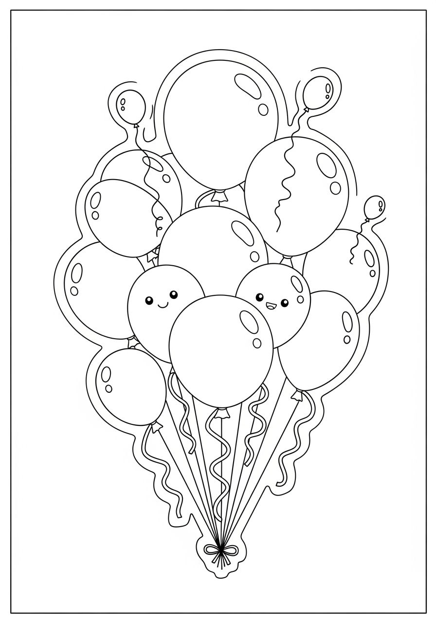 Desenho de Balāo fofo e simples para colorir