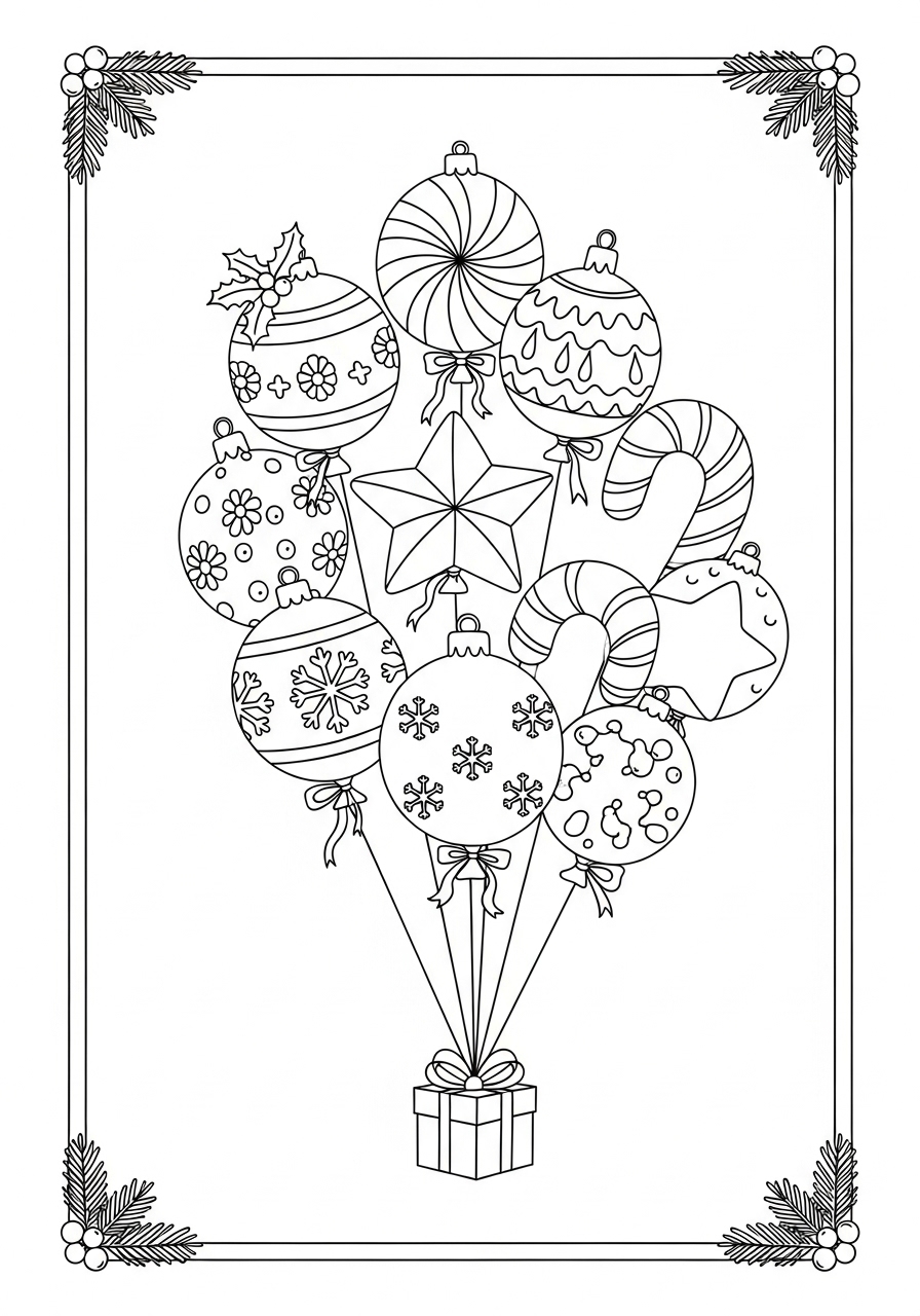 Desenho de Balāo natalino fofinho para colorir