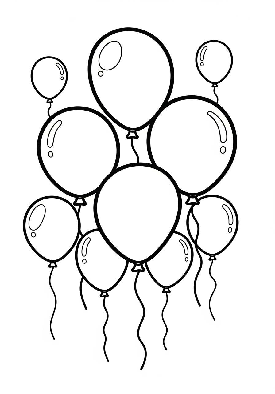 Desenho de Balões simples e fofos para colorir