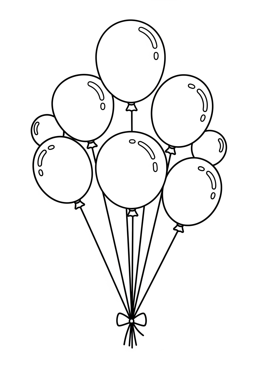 Desenho de Balāo amarrado com laço para colorir