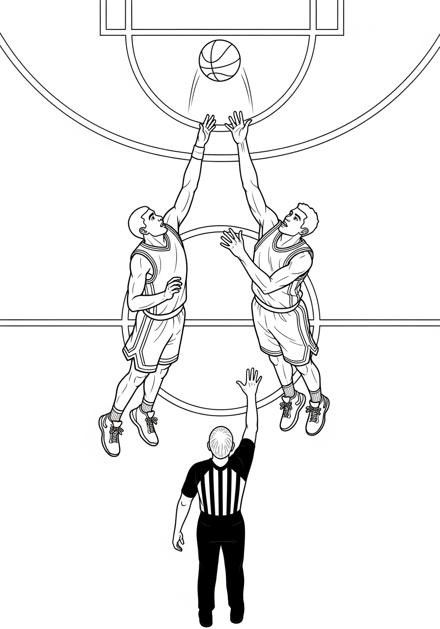 Desenho de Basquetebol com dois jogadores para colorir