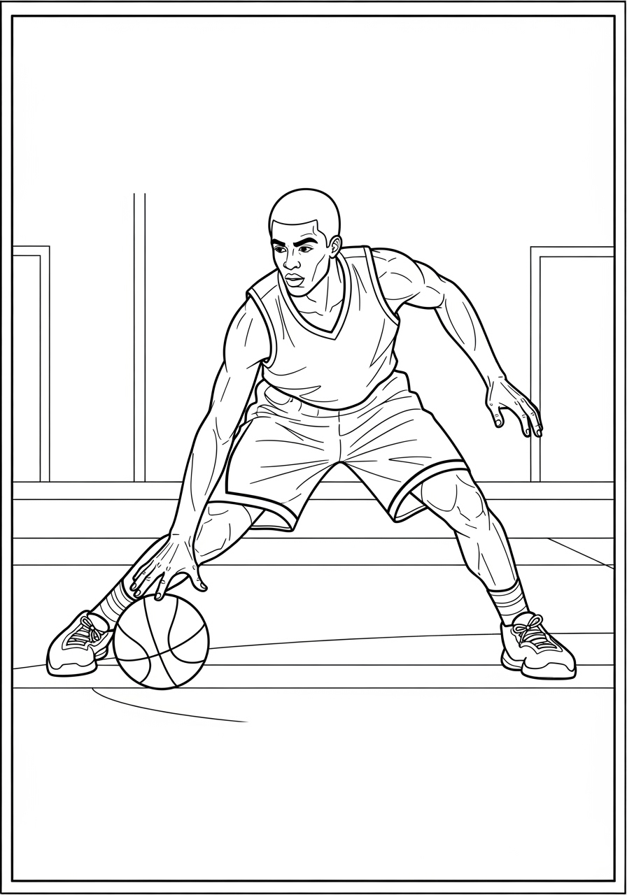 Desenho de Basquetebol de jogador driblando para colorir
