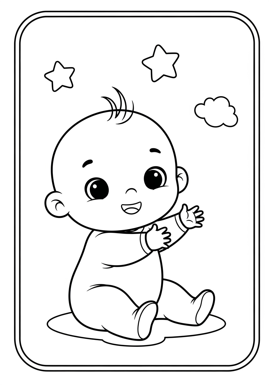 Desenho de Bebê Fofa acenando para colorir