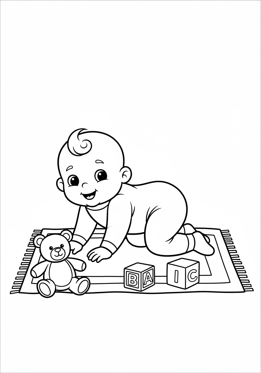 Desenho de Bebê Fofo com Brinquedos para colorir