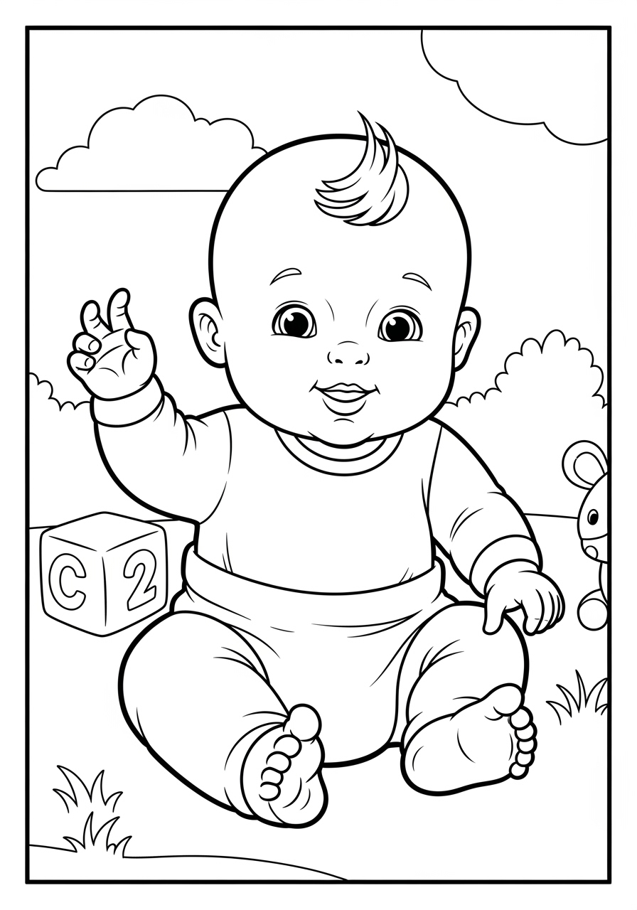 Desenho de Bebê Carinhoso e Alegre para colorir