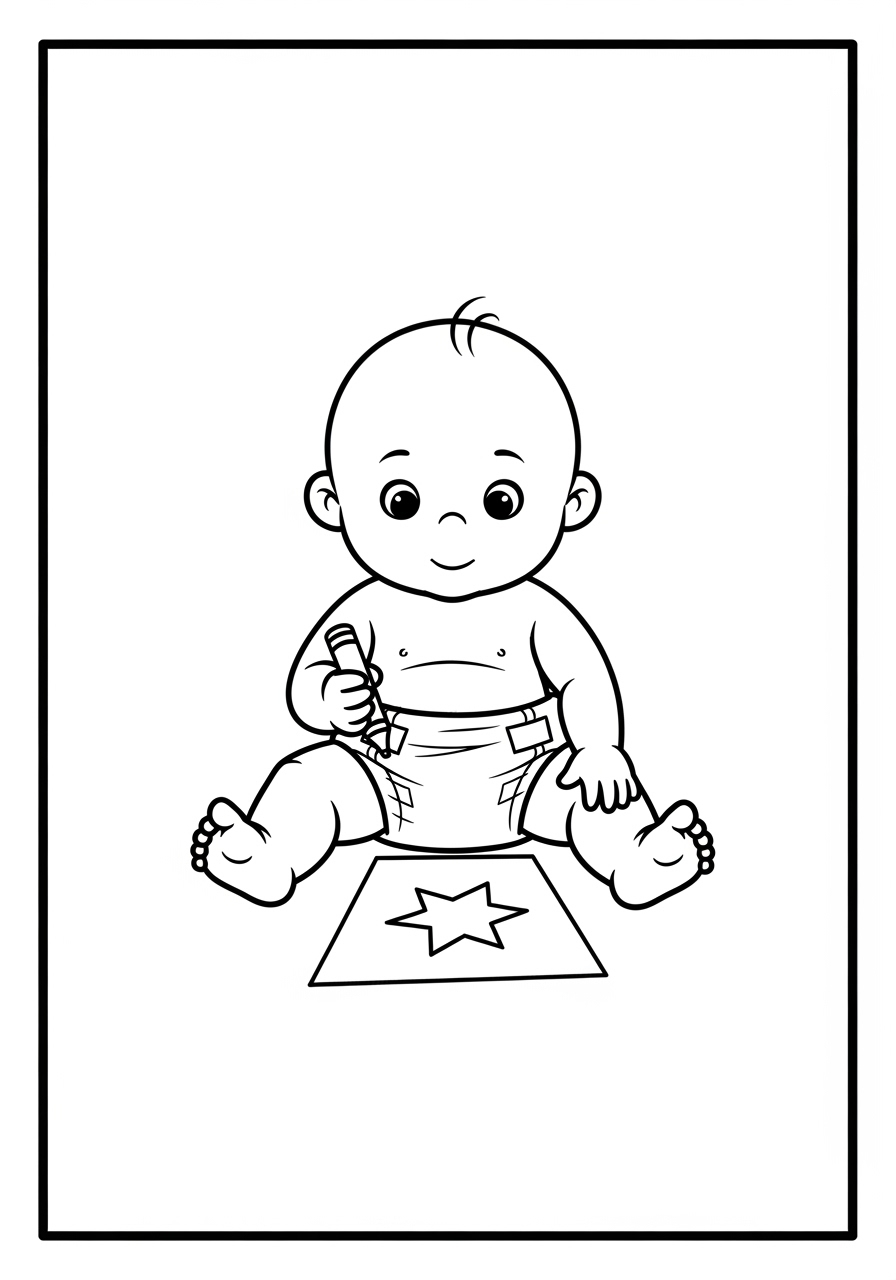 Desenho de Bebê Fofo com lápis para colorir
