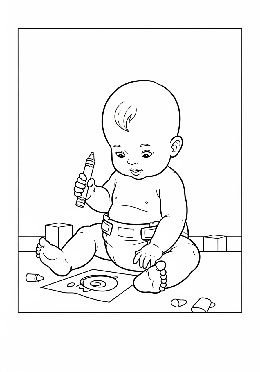 Desenho de Bebê Simples com Lápis para colorir