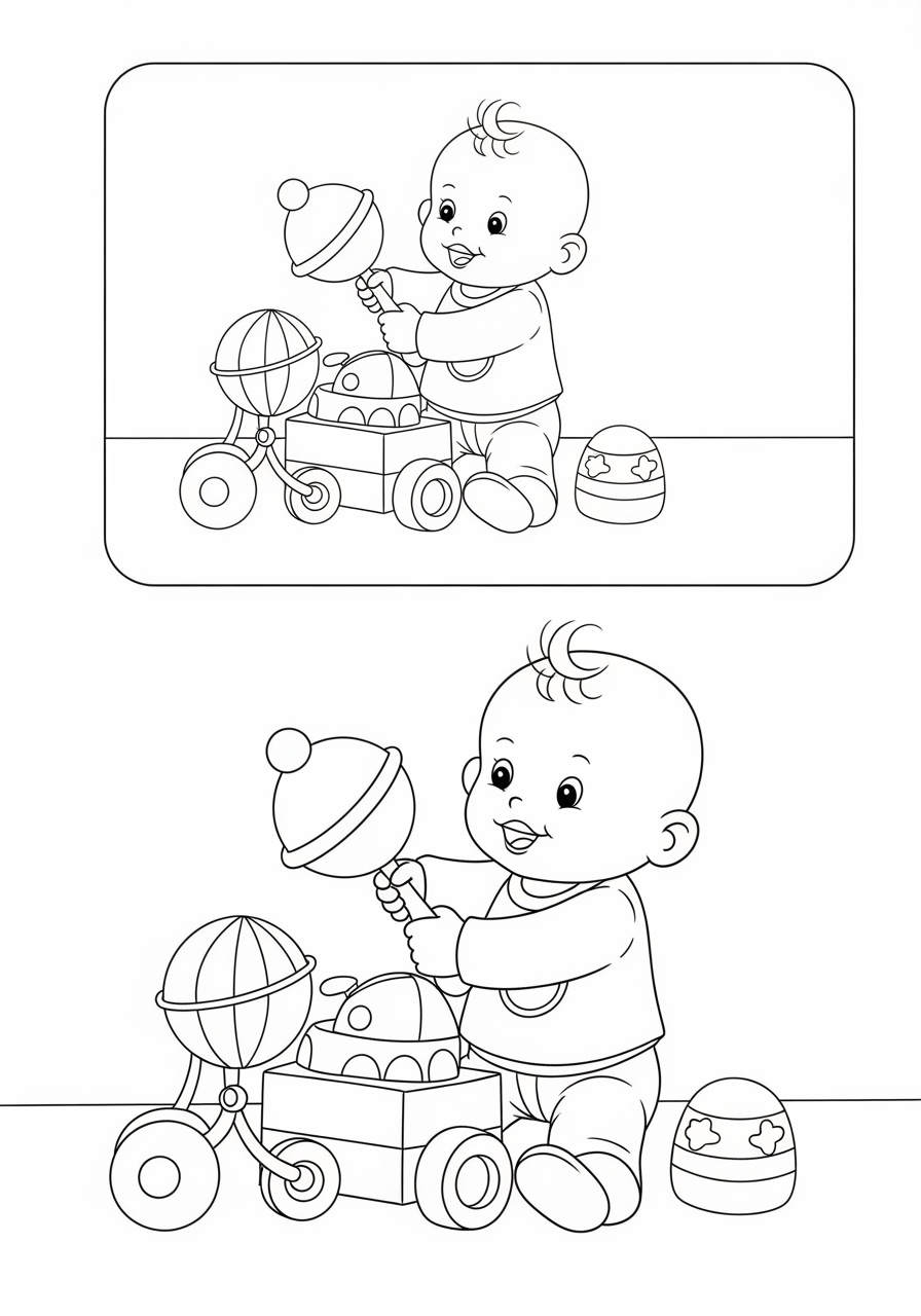 Desenho de Bebê Brincando com Brinquedos para colorir