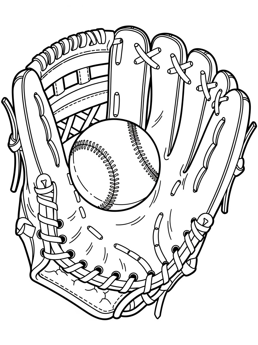 Desenho de Beisebol com luva e bola para colorir