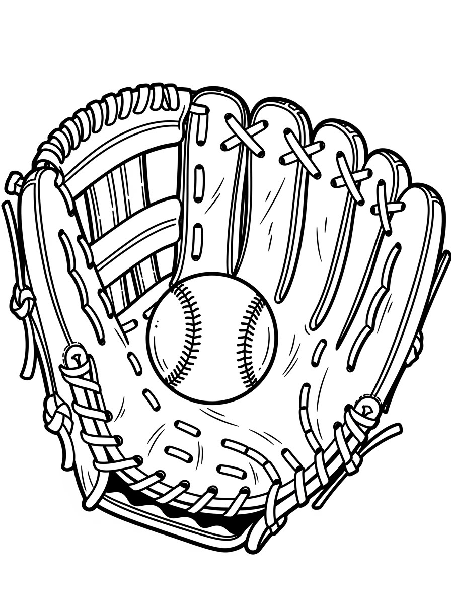 Desenho de Luva de Beisebol com bola para colorir