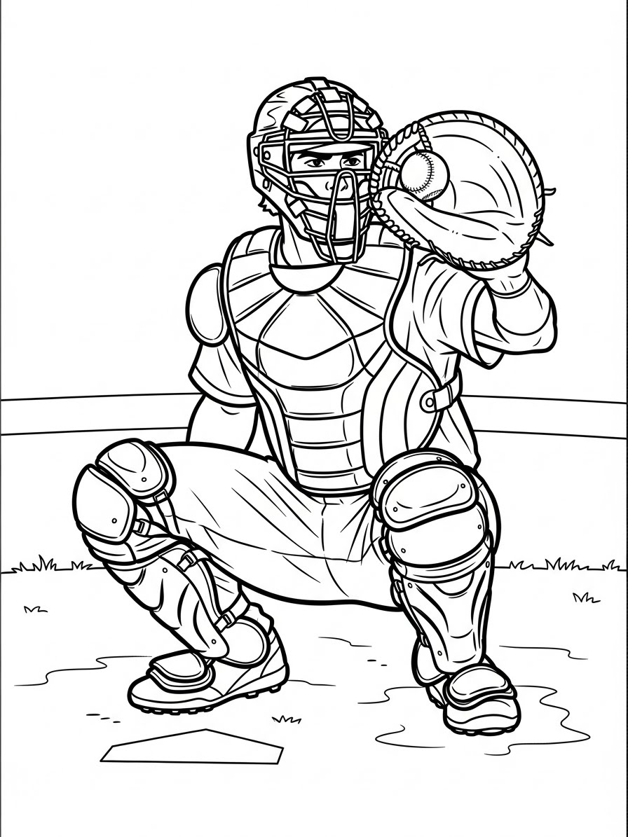 Desenho de Beisebol com jogador de beisebol para colorir