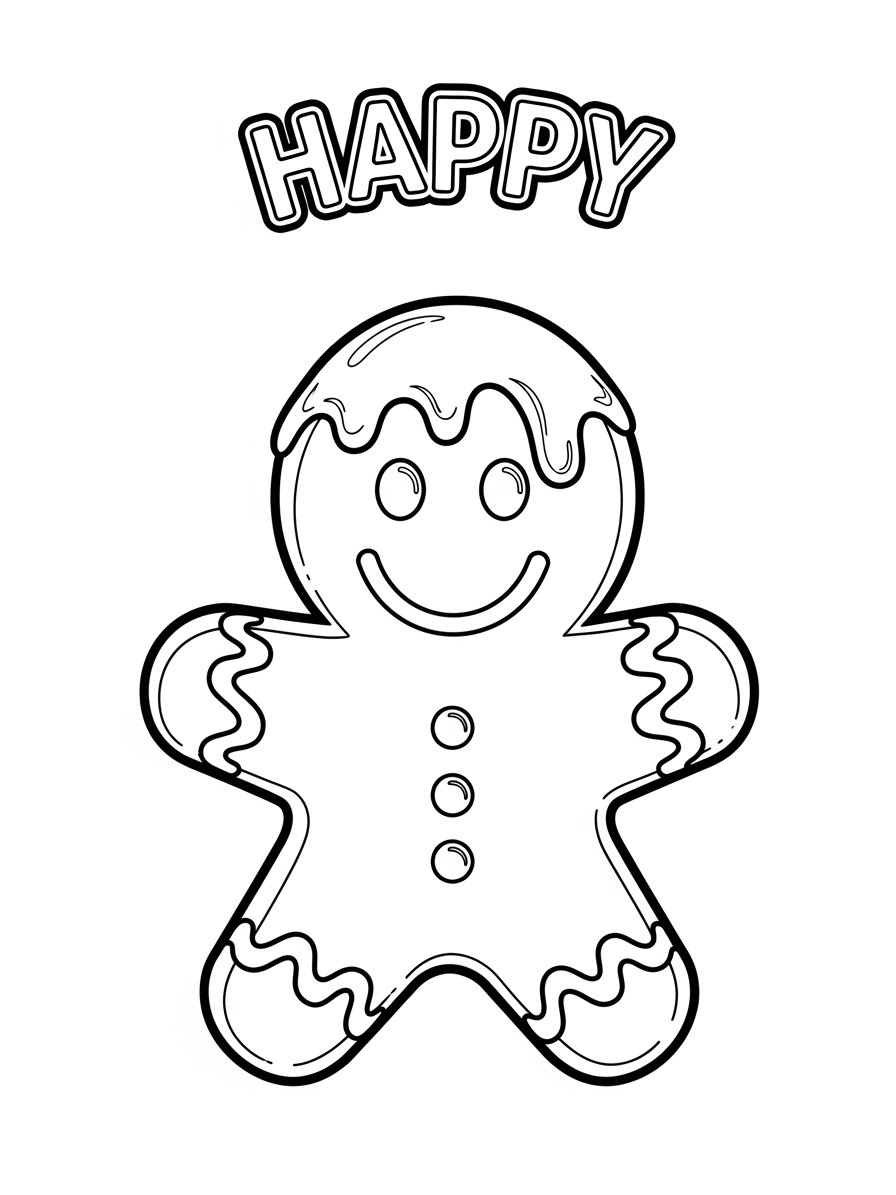 Desenho de Biscoito de Gengibre feliz para colorir