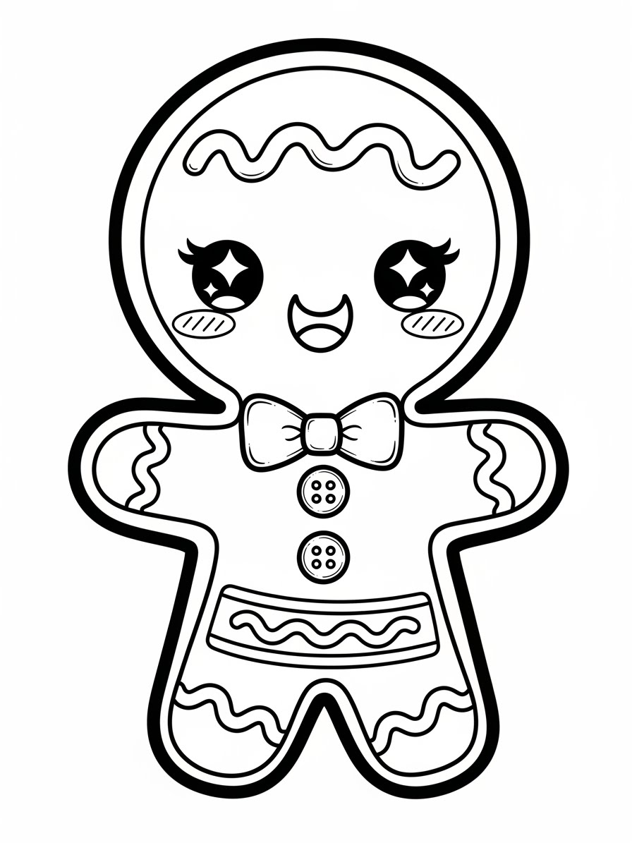 Desenho de Biscoito de Gengibre fofo para colorir