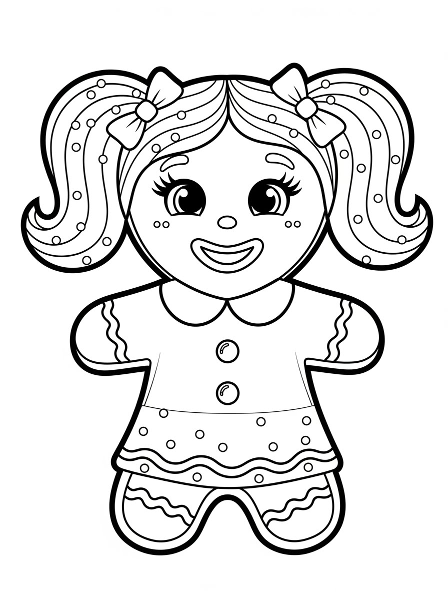 Desenho de Biscoito de Gengibre menina fofa para colorir