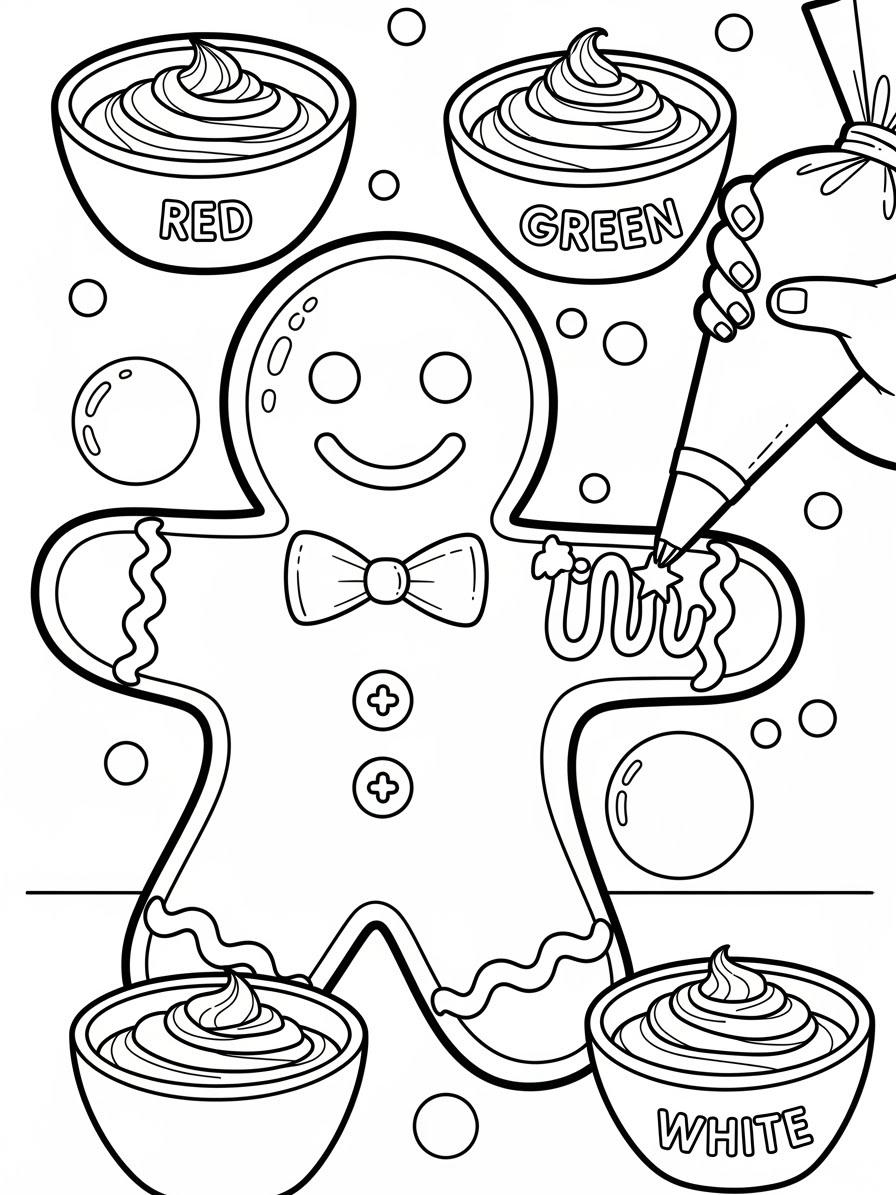 Desenho de Biscoito de Gengibre com cobertura para colorir