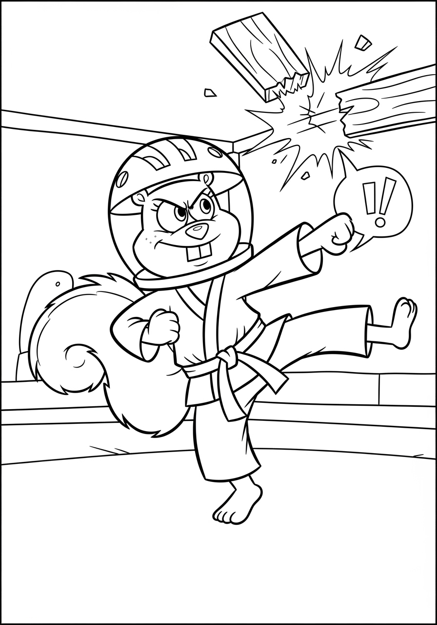 Desenho da Sandy lutando com o bloco em uma arena