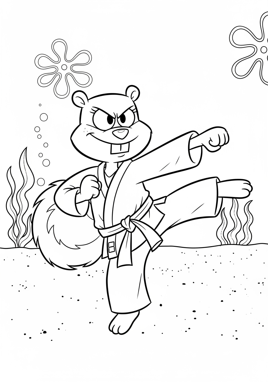 Desenho da Sandy lutando para colorir