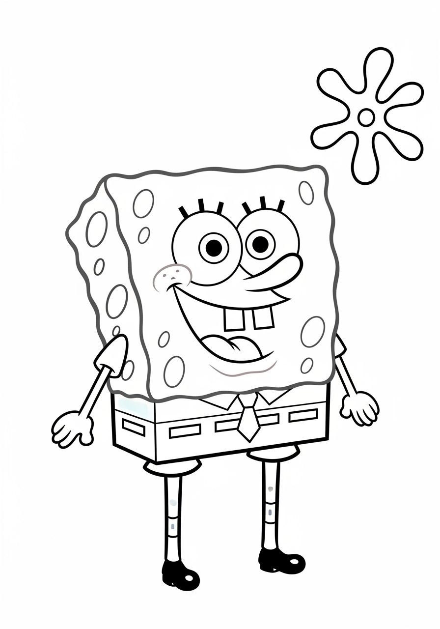 Desenho do Bob Esponja sorrindo com uma estrela acima dele