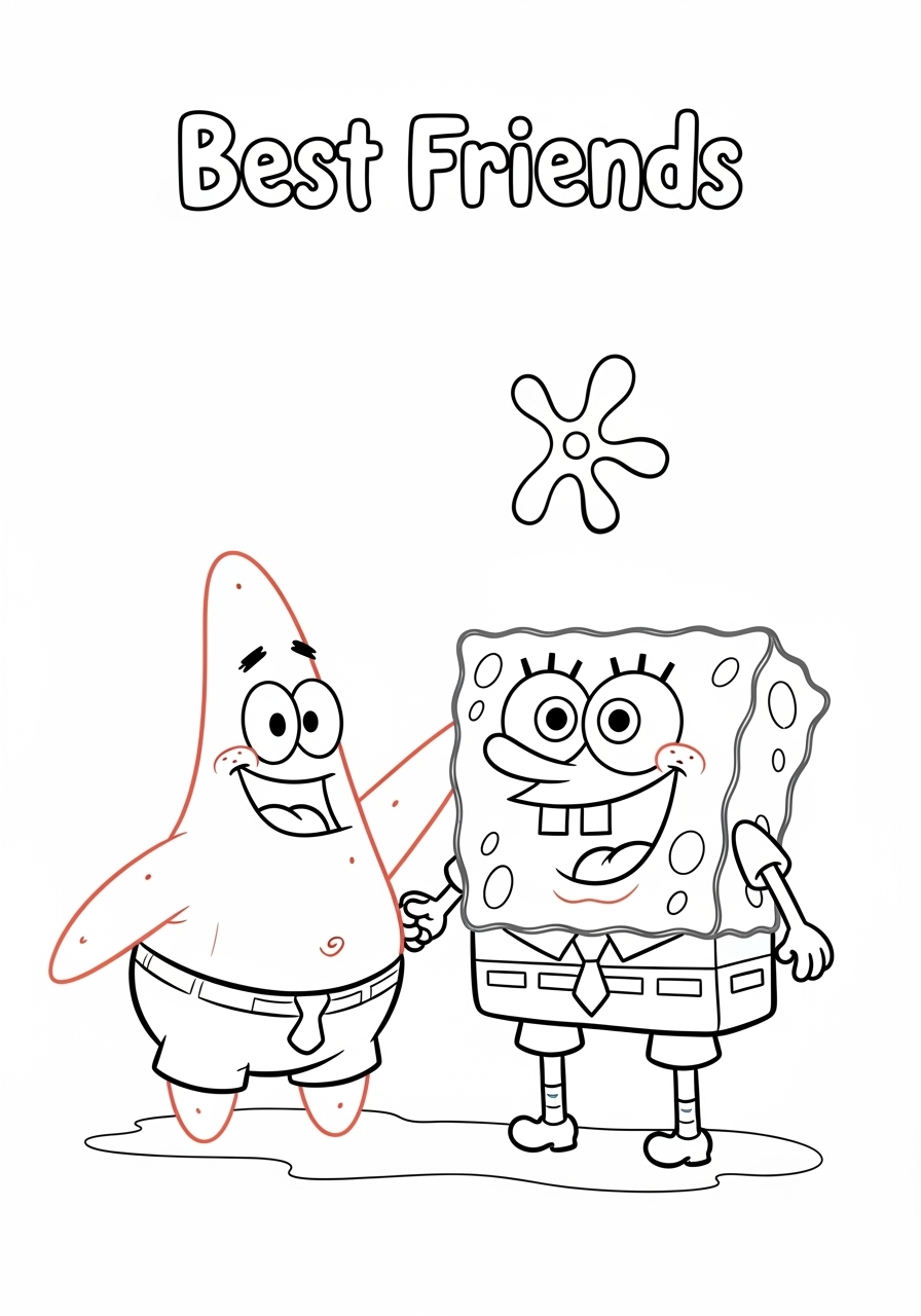 Desenho do Bob Esponja e Patrick amigos para colorir