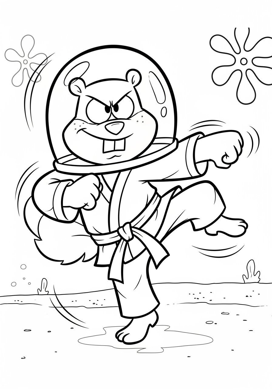 Desenho da Sandy lutadora pronta para colorir