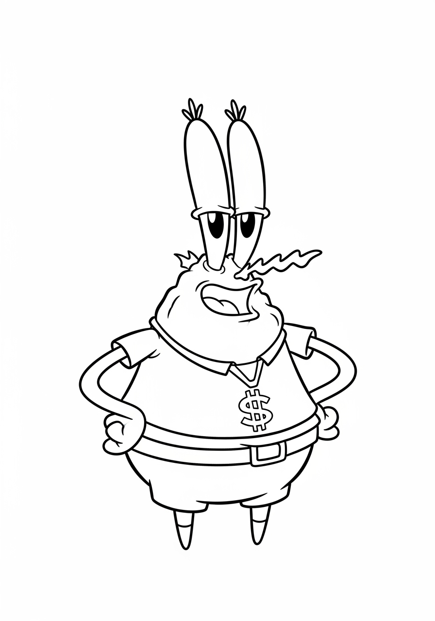 Desenho do Sr Sirigueijo sorrindo e posando para colorir