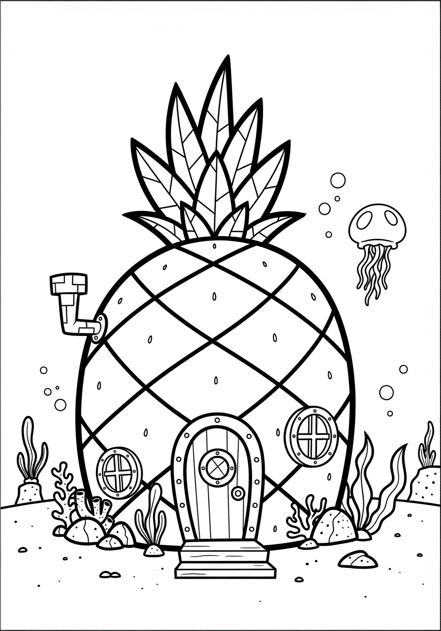 Desenho da casa do Bob Esponja formada como abacaxi