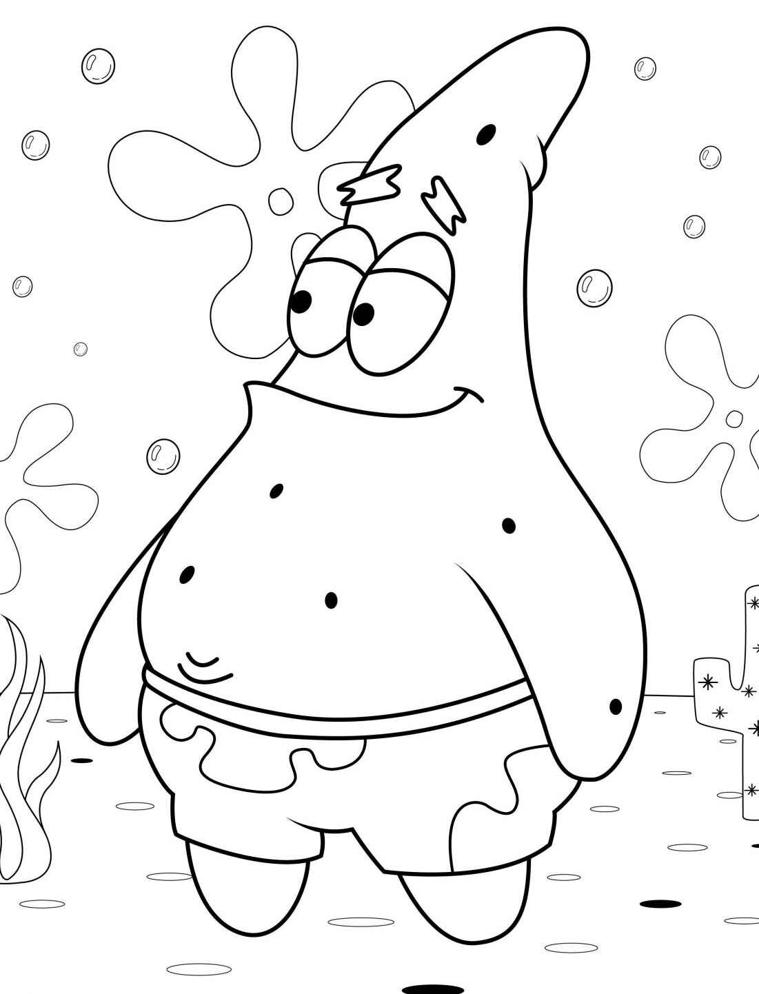 Desenho do Patrick sorrindo para colorir