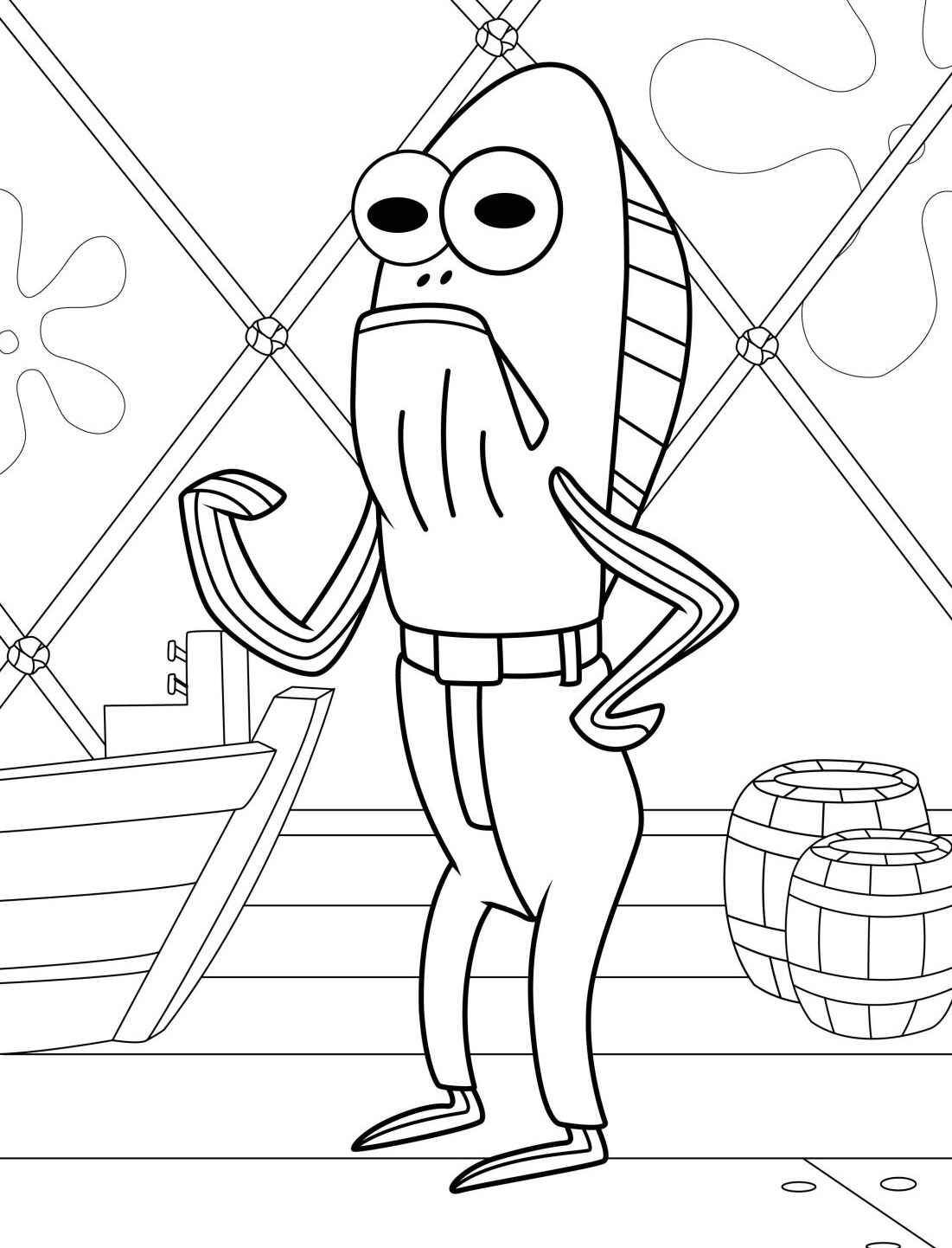 Desenho do peixe absurdamente divertido para colorir