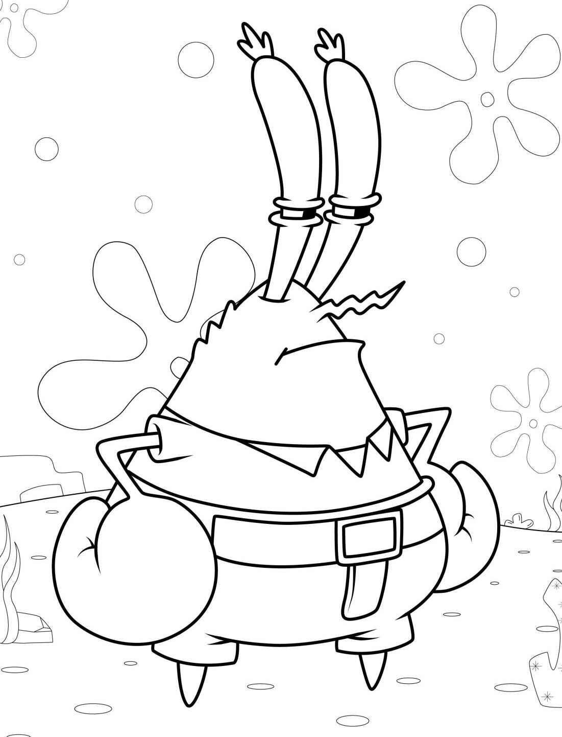 Desenho do Sr Sirigueijo com pose de orgulho para colorir