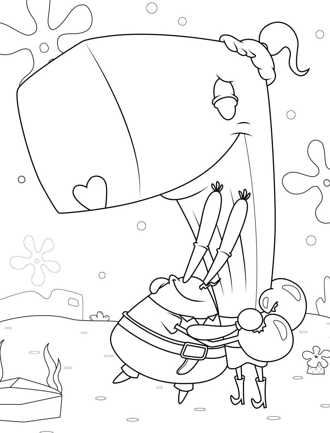 Desenho da Sandy com o Sr Sirigueijo para colorir