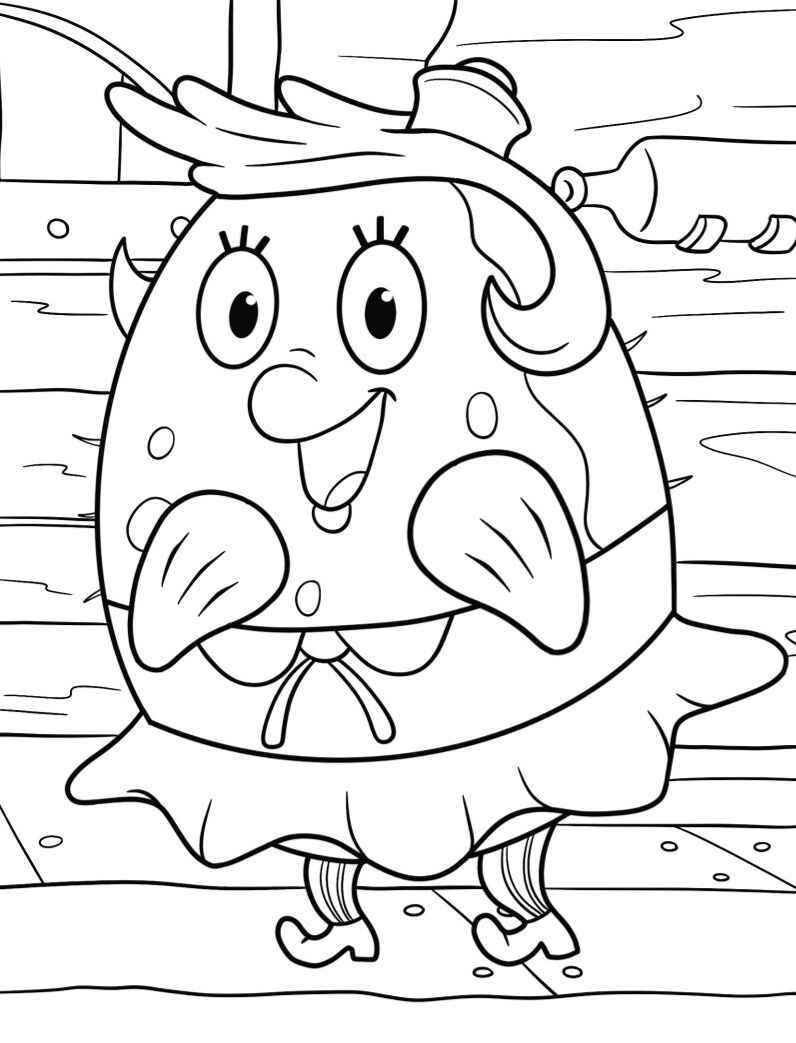 Desenho da Sra Puff sorrindo para colorir