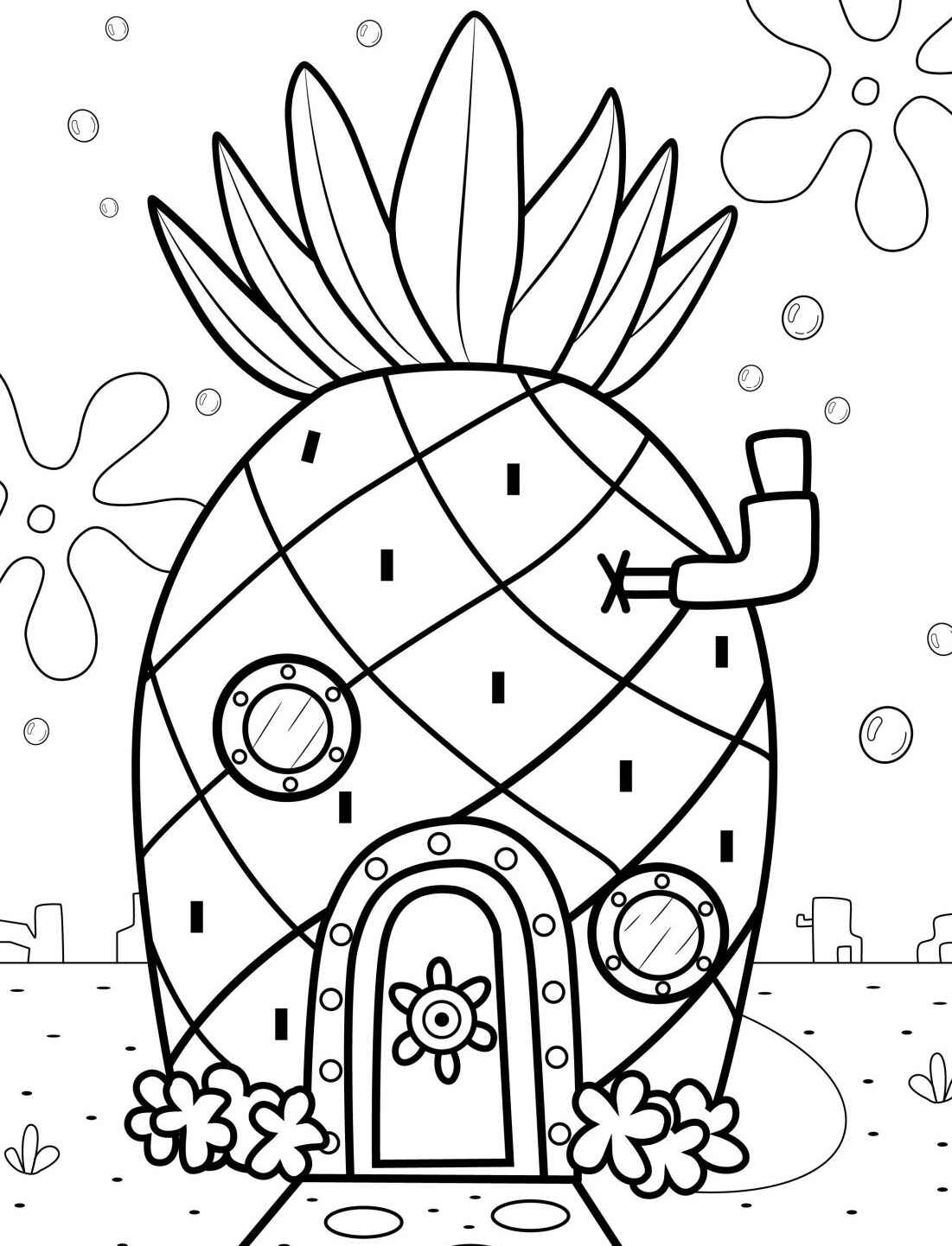 Desenho da casa do Bob Esponja em formato de abacaxi