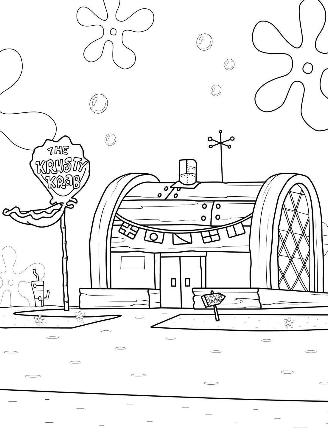 Desenho do restaurante Fantástico Krusty Krab para colorir