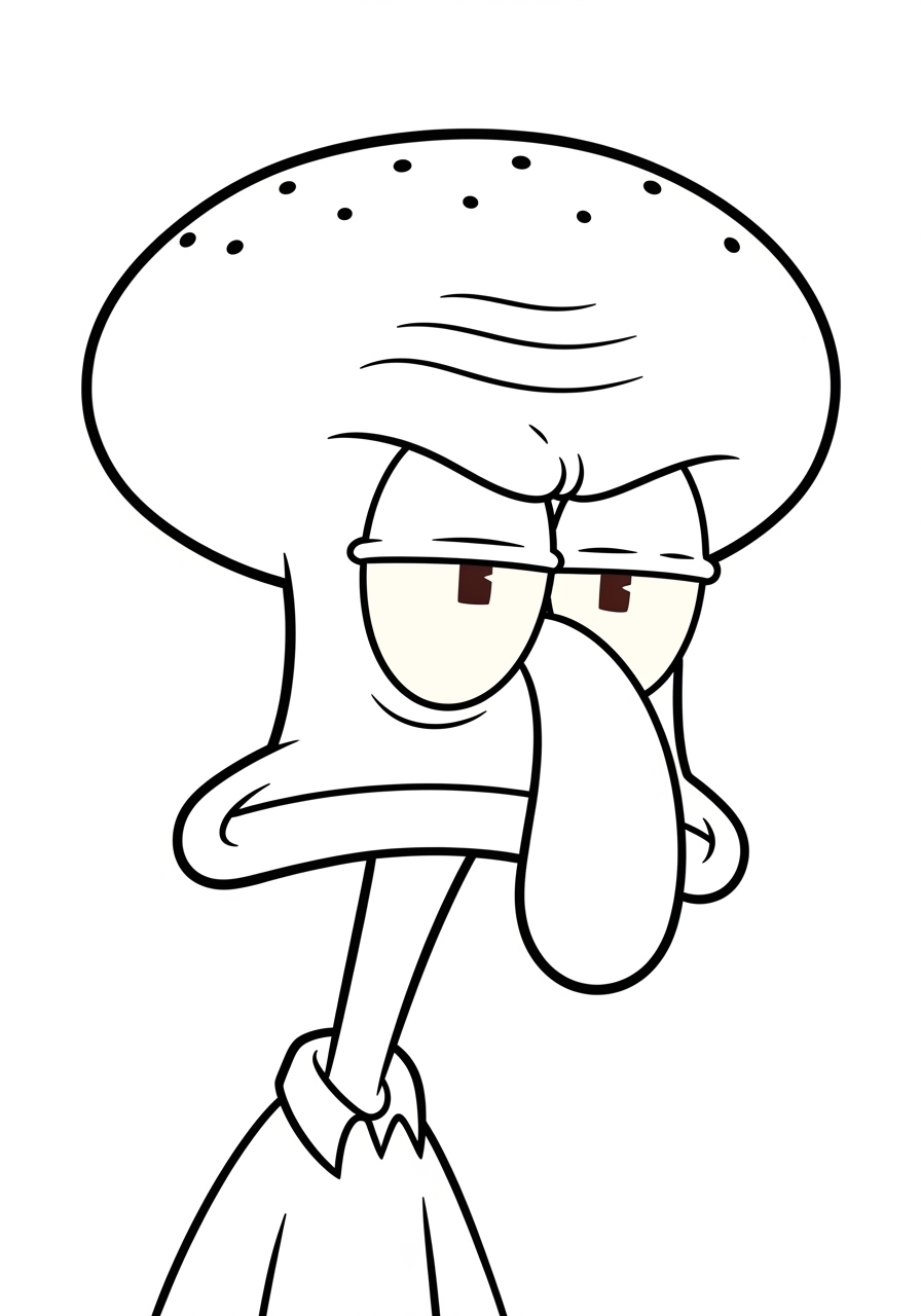 Desenho do Lula Molusco com expressão zangada para colorir