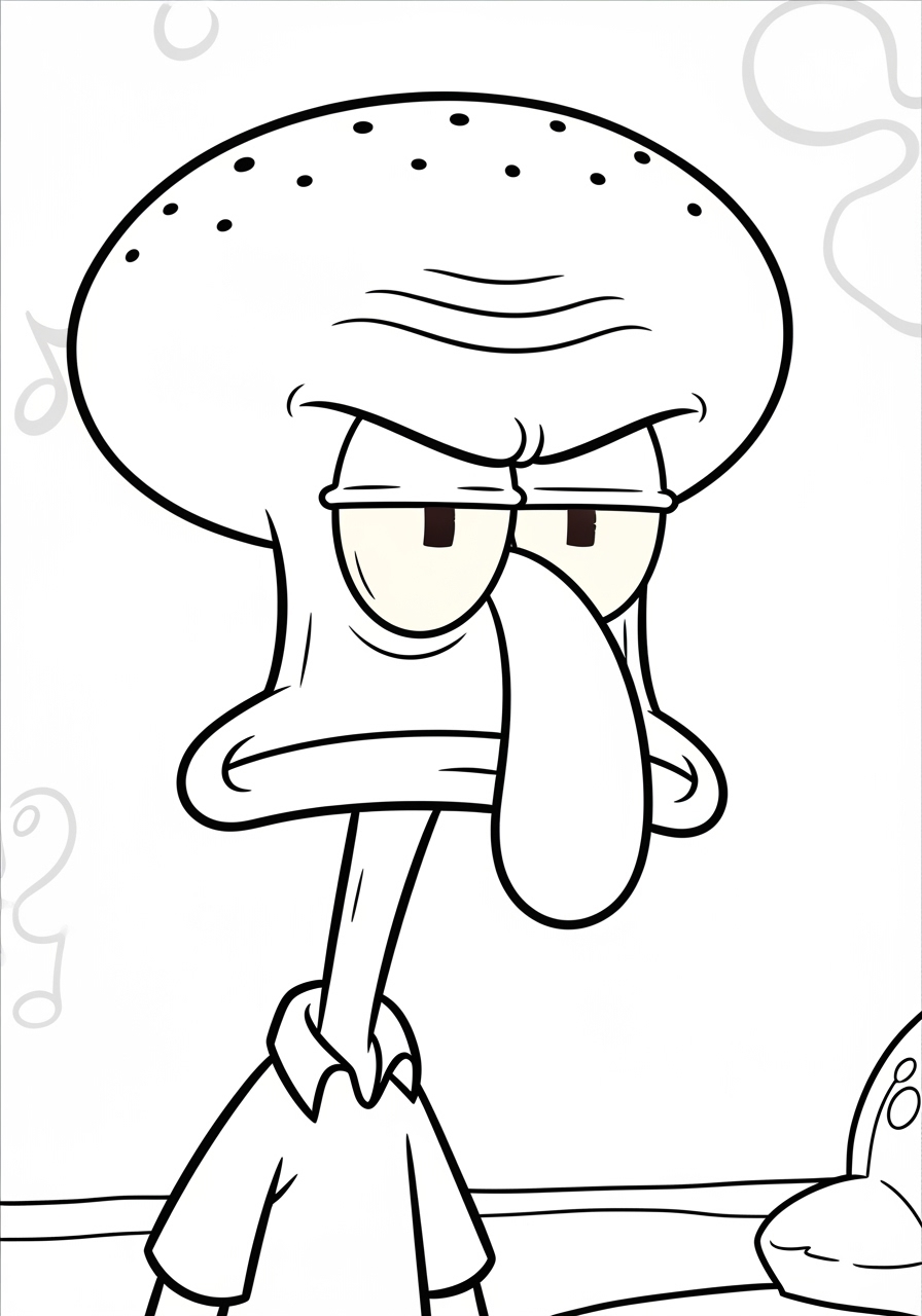 Desenho do Lula Molusco com expressão de descontentamento para colorir