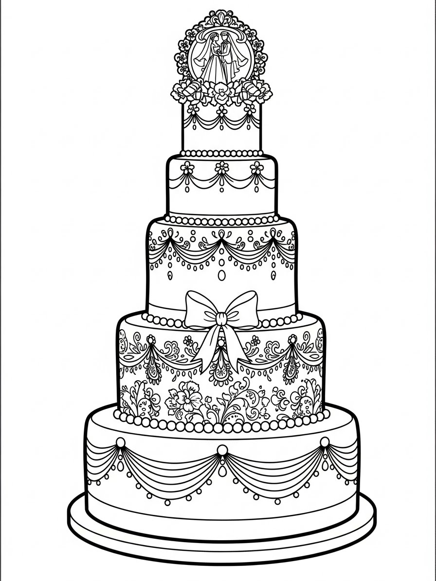 Desenho de Bolo de casamento para colorir