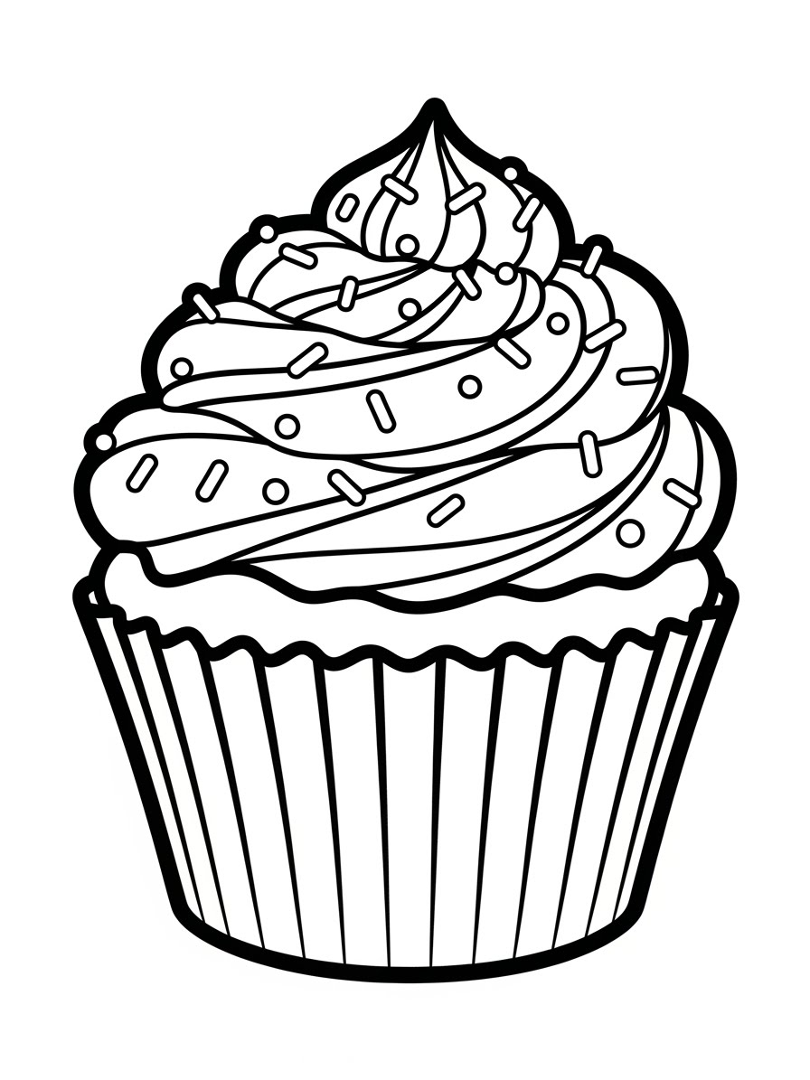 Desenho de Cupcake fofo para colorir