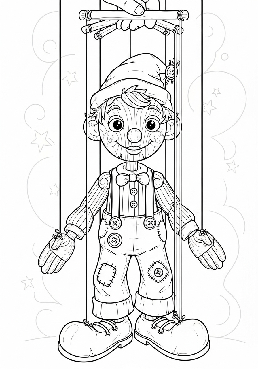 Desenho de Boneca Marionete fofa para colorir