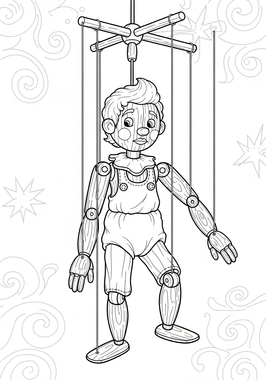 Desenho de Boneca Marionete para colorir