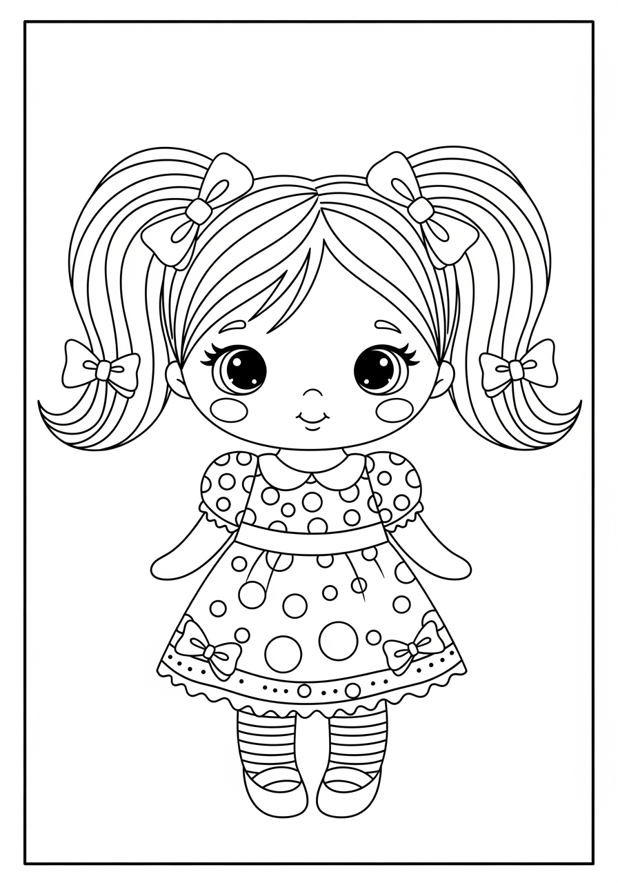 Desenho de Boneca Fofa e Simples para colorir
