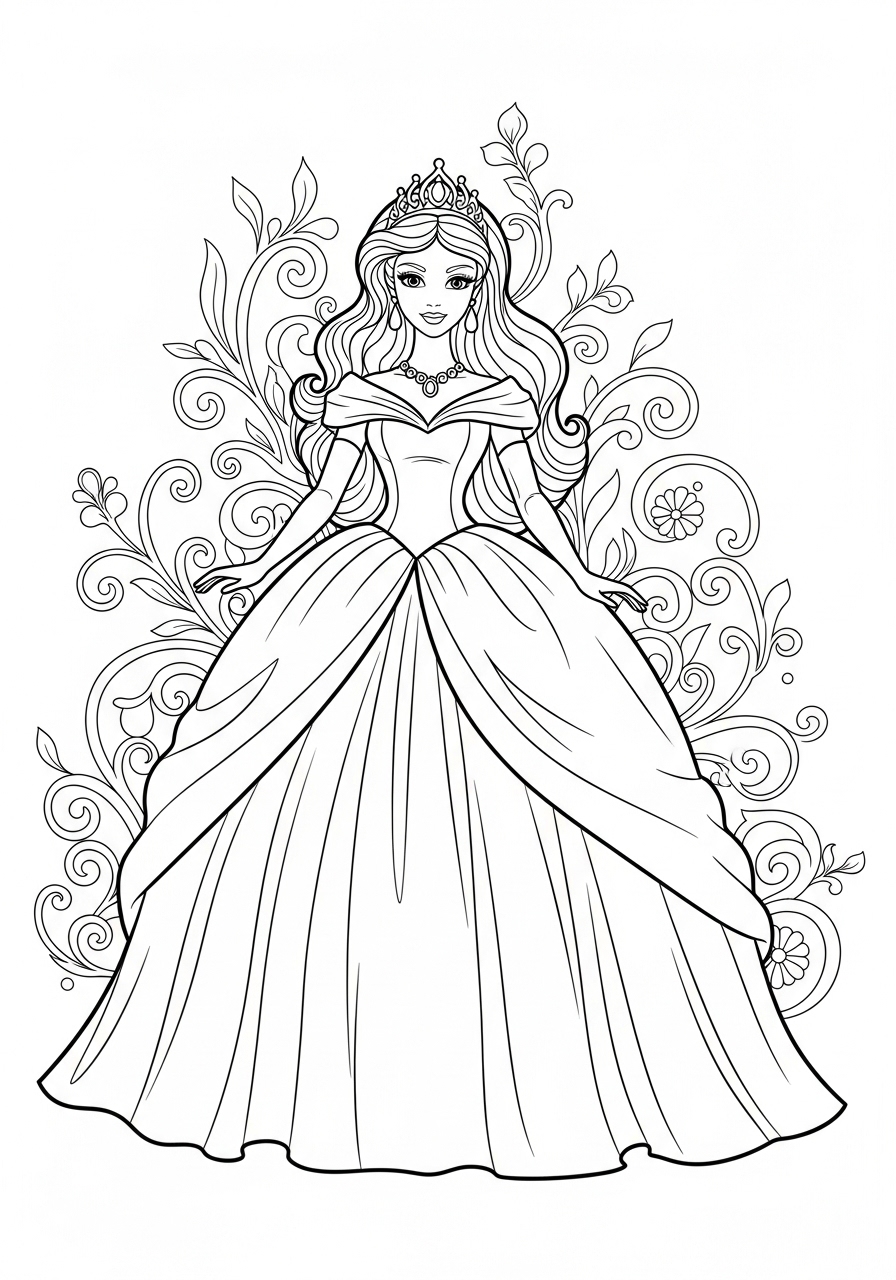 Desenho de Boneca Princesa Realista para colorir