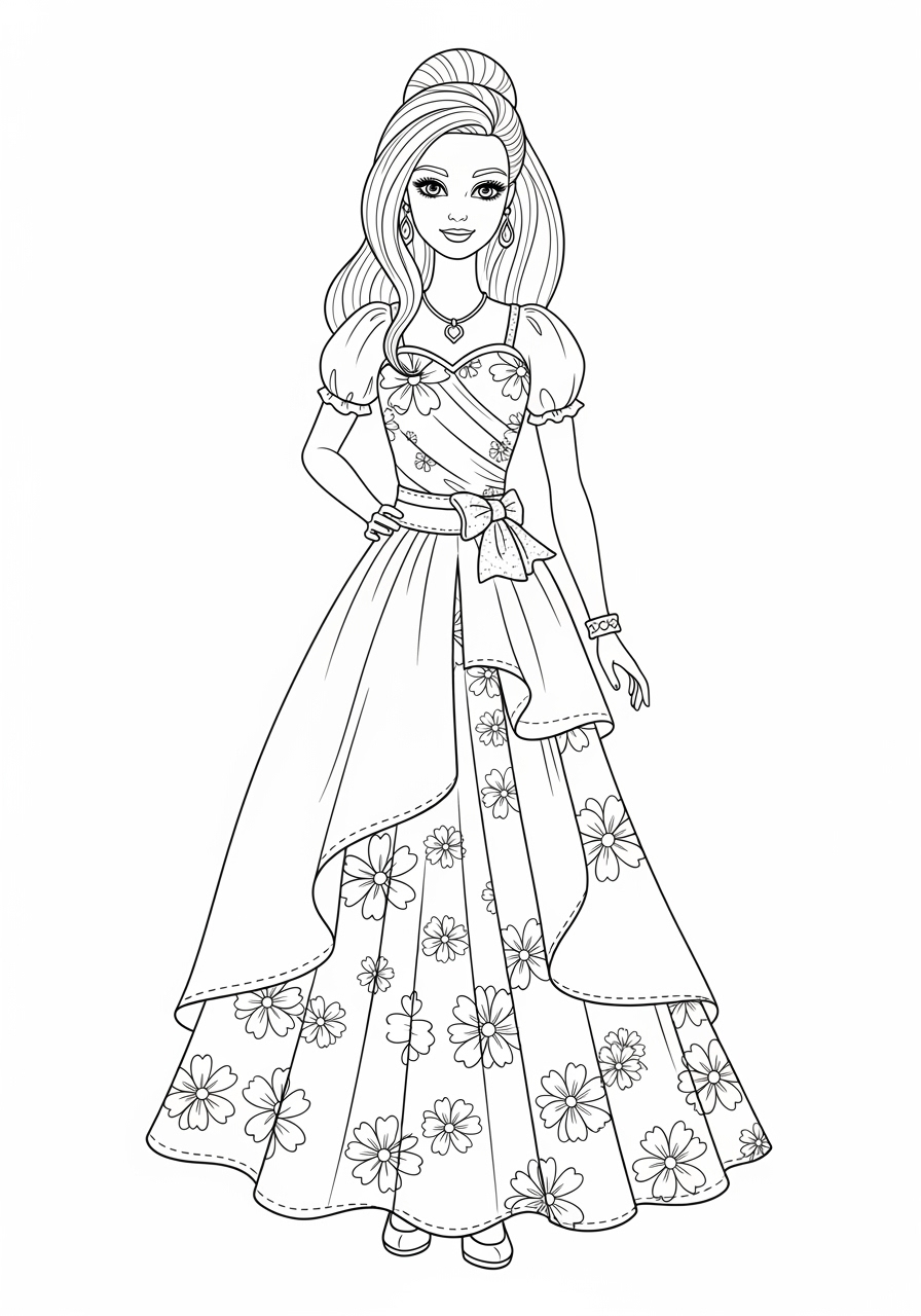 Desenho de Boneca Fashion para colorir