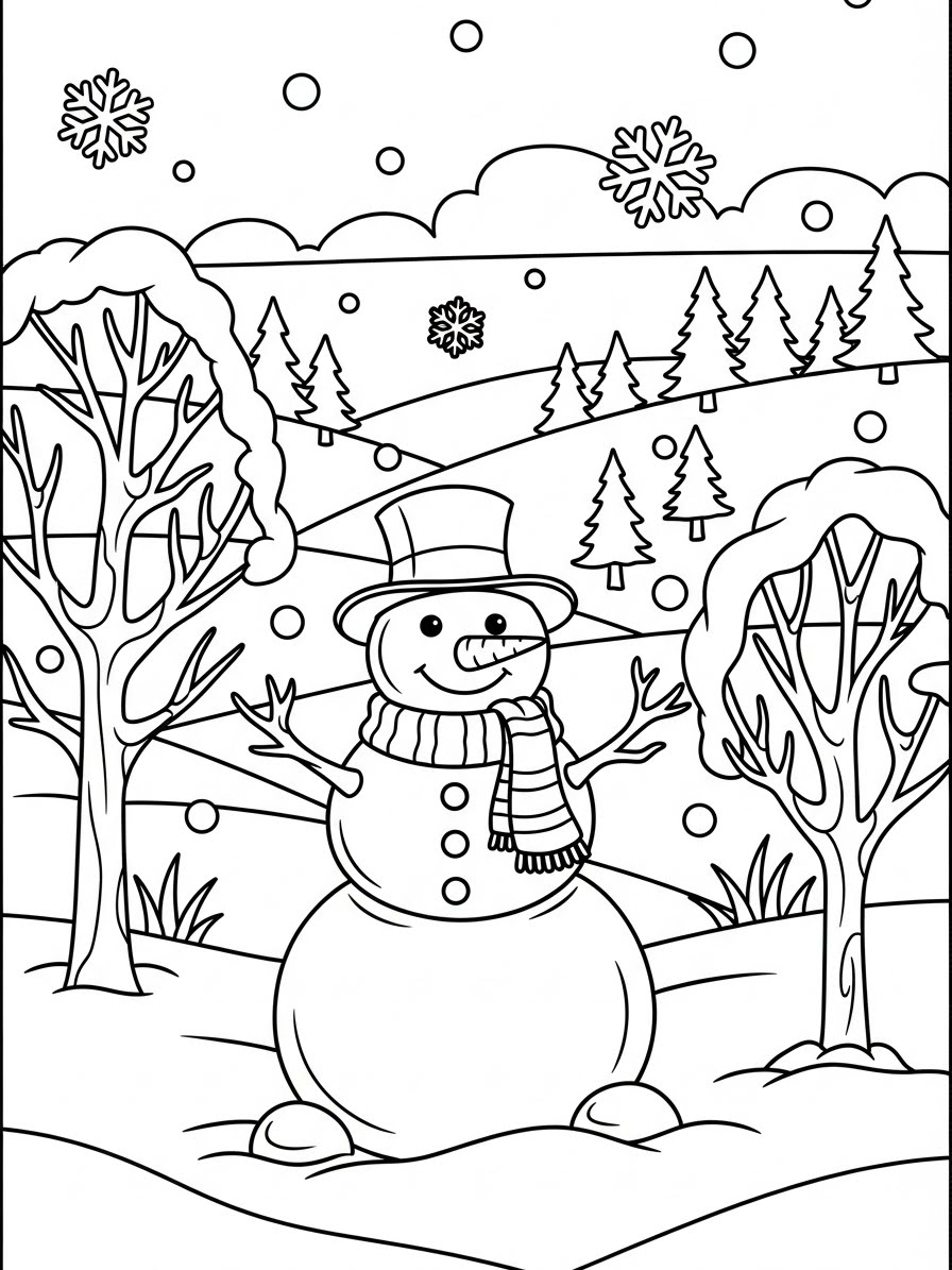 Desenho do Boneco de Neve simpático para colorir