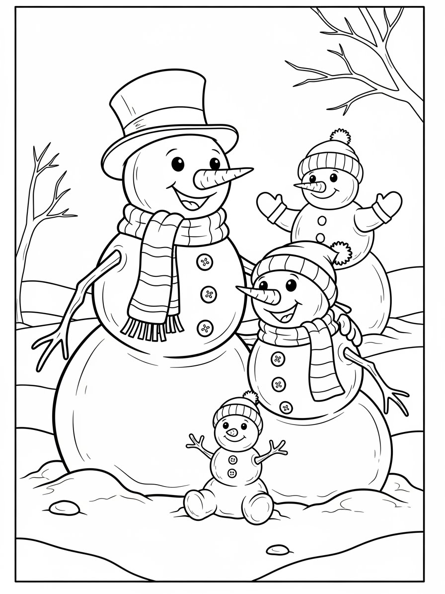 Desenho do Boneco de Neve simpático para colorir