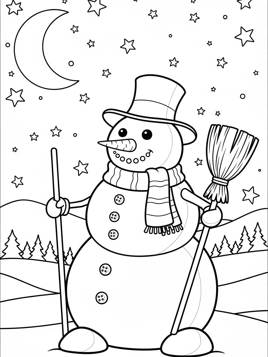 Desenho do Boneco de Neve simpático para colorir