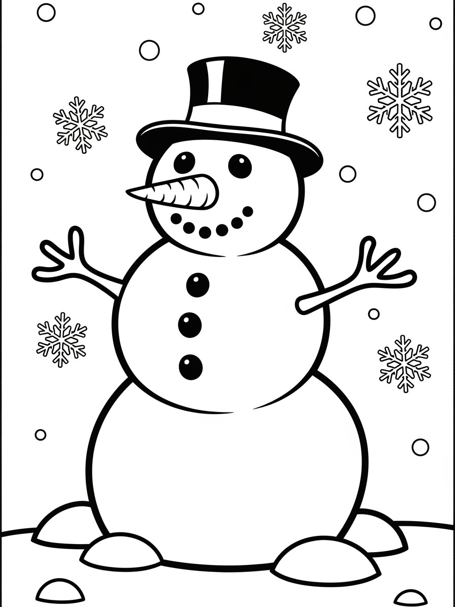 Desenho do Boneco de Neve simpático para colorir