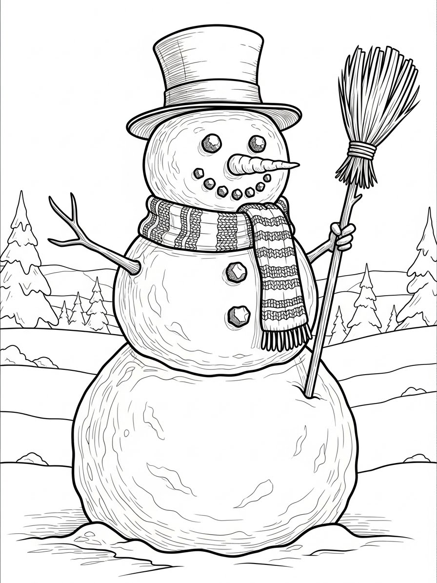 Desenho do Boneco de Neve simpático para colorir