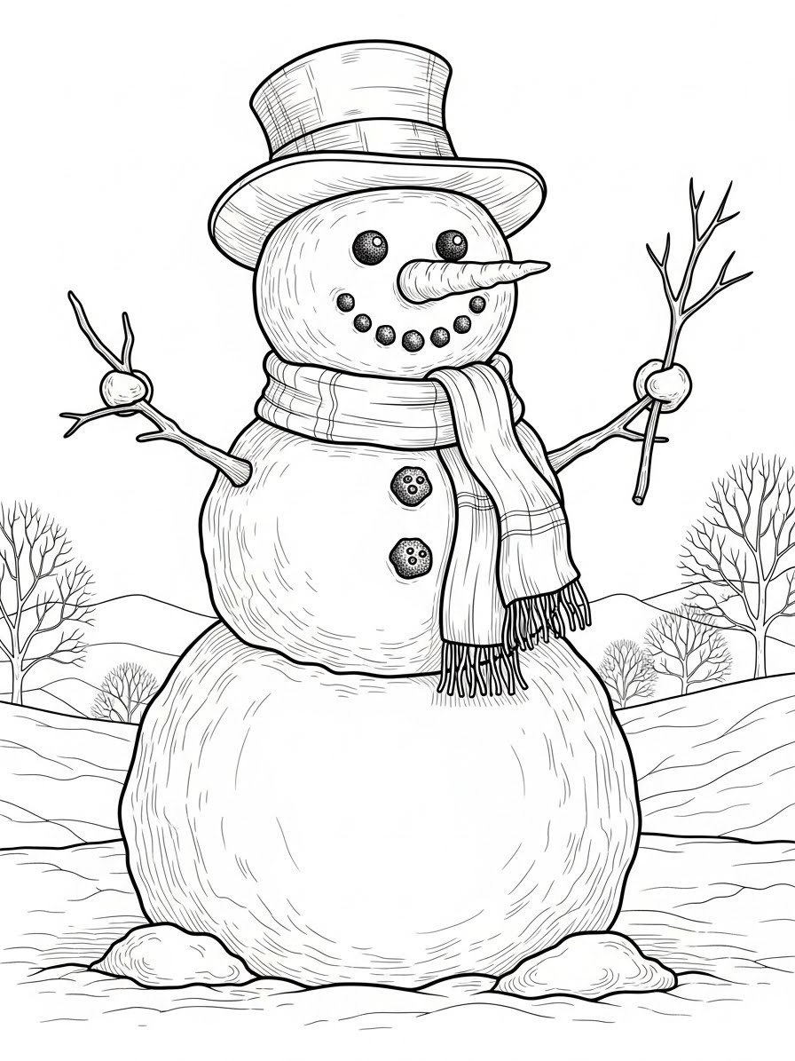 Desenho do Boneco de Neve clássico para colorir
