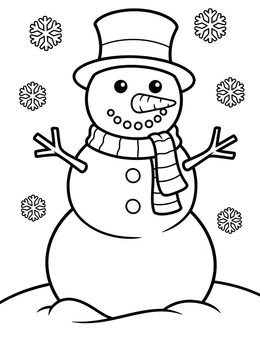 Desenho do Boneco de Neve feliz para colorir